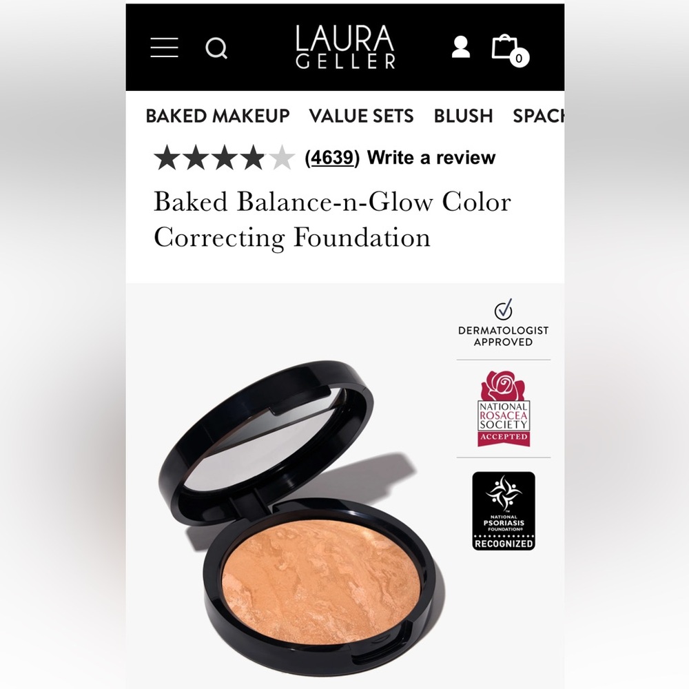 Laura Geller Baked Balance-n-Glow Color Correcting Foundation Porcelain NEW